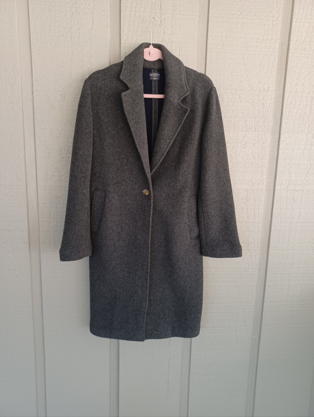 Faherty Atlantic Knit Coat Size XS Womens Quiet Luxury Wool Blend In Charcoal - Picture 2 of 15